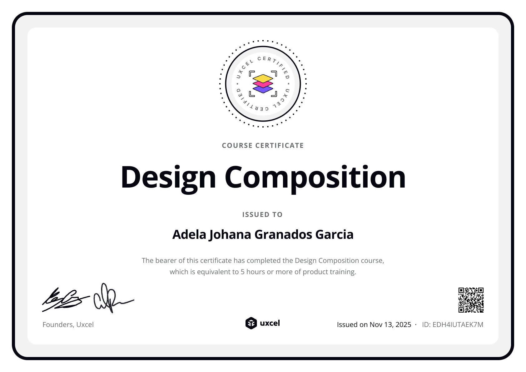 Adela Johana Granados Garcia's certificate